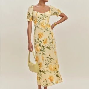 Reformation Gloria Yellow Puff Sleeve Sundress - Honeyglow